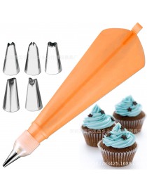 8 Douilles Patisserie et 1 Poches à Douille en Silicone Réutilisable, DIY Patisserie Accessoire Kit Professionnelle pour Décoration de Cupcake et Muffins Gâteaux Orange