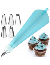 8 Douilles Patisserie et 1 Poches à Douille en Silicone Réutilisable, DIY Patisserie Accessoire Kit Professionnelle pour Décoration de Cupcake et Muffins Gâteaux Bleu