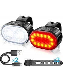 Lumière vélo ou trottinette à LED, feux avant et arrière rechargeables par USB, tanches IPX5, phares à double talon, adaptés à tous les vélos et à toutes sortes de conditions météorologiques